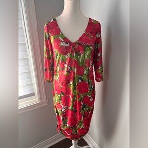 Nadia Toto Floral Red and Green Dress